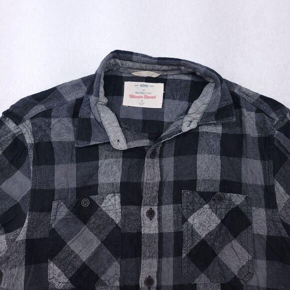 Urban Pipeline Gingham Flannel Button Up Casual Shirt Mens Size Small S Black - Picture 1 of 10